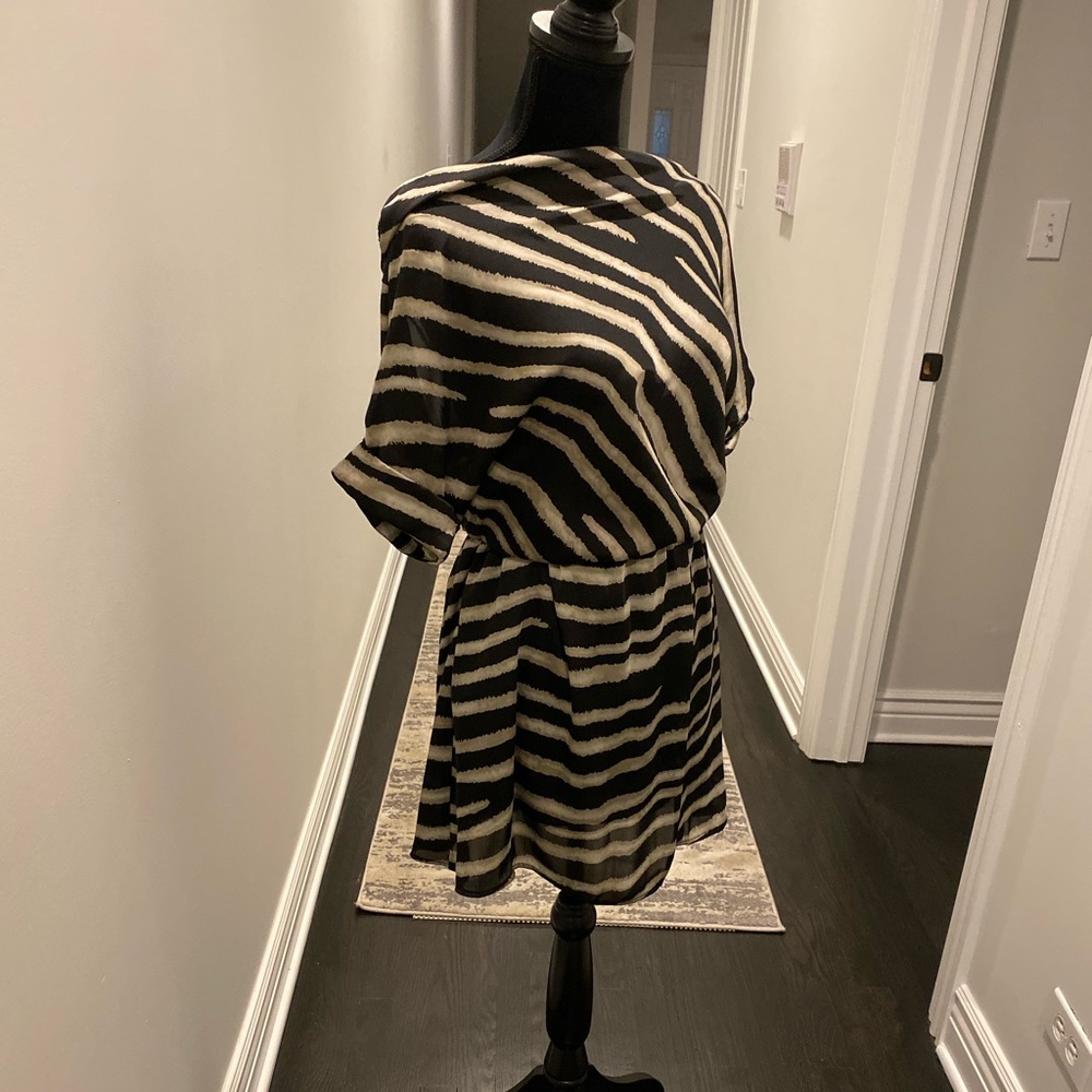 Zebra Print Cowl Neck Dress